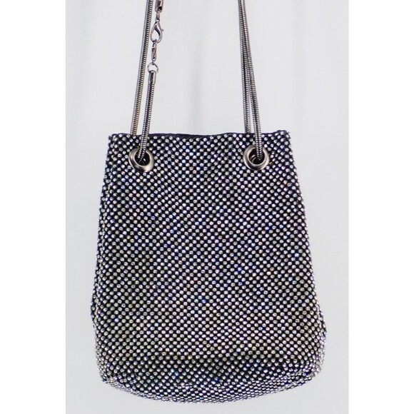 Jeweled Diamanté Rhinestone Metal Clutch Crossbody Clutch Bag Removable Handle - Picture 5 of 14